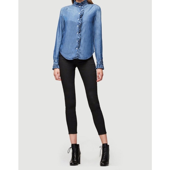 Frame Chambray Ruffle Shirt - Picture 5 of 14